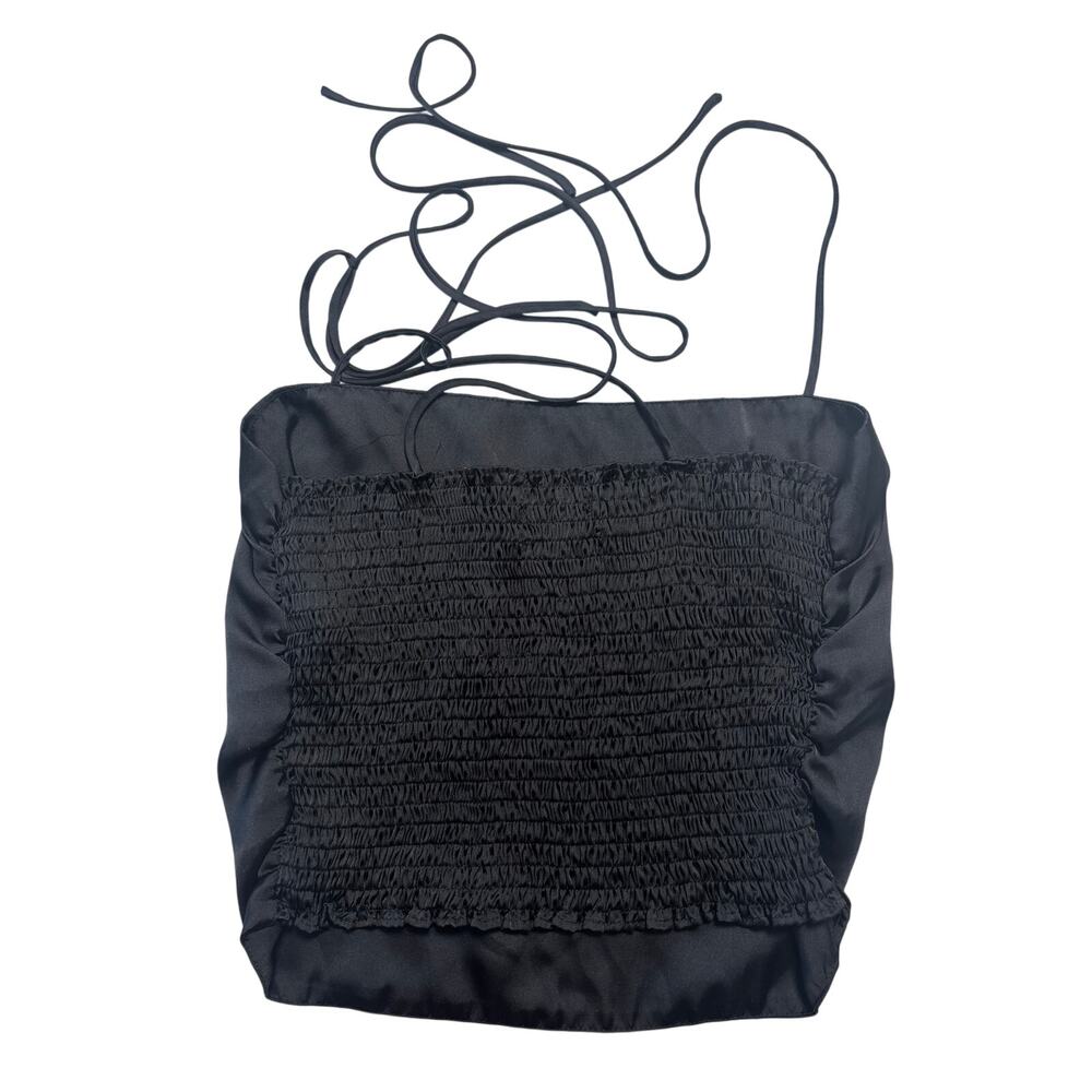 Urban Outfitters Black Satin Smocked Tube Top S - Picture 5 of 6
